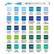 Zig Clean Color Real Brush Marker Set - 30/Pkg - Add.On Set B (blues/greens)