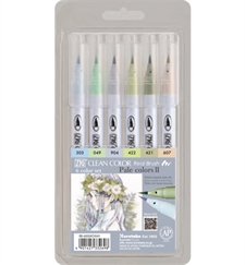 Zig Clean Color Real Brush Marker Set - 6/Pkg / Pale Colors II