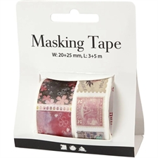 Washi / Masking Tape - Frimærker og Blomster