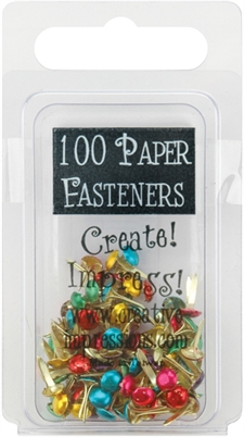 Creative Impressions Mini Metal Paper Fasteners (Brads) - Metallic Bright Colors