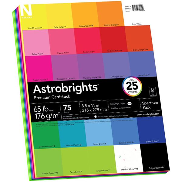 Neenah Astrobright Cardstock Pack (75 ark)