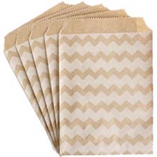 Patterned Kraft Paper Bags - 4x6" (12 stk) / Chevron