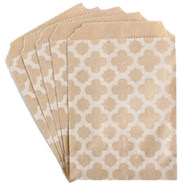 Patterned Kraft Paper Bags - 4x6" (12 stk) / Lattice