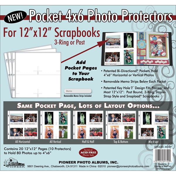 Pioneer Scrapbooking Lommer - Postbound & D-Ring 12x12" Photo Pockets