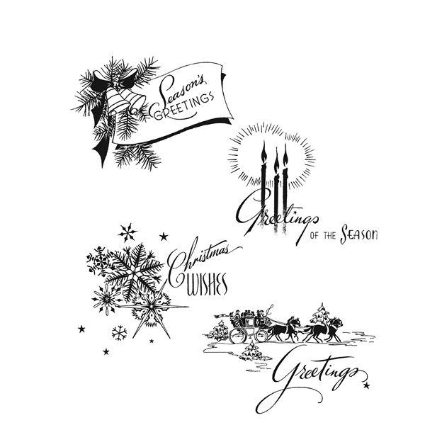 Tim Holtz Cling Rubber Stamp Set - Holiday Greetings