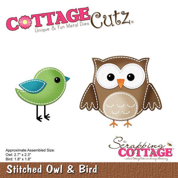Cottage Cutz  Die - Stitched Owl & Bird