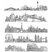 Tim Holtz Cling Rubber Stamp Set - Cityscapes