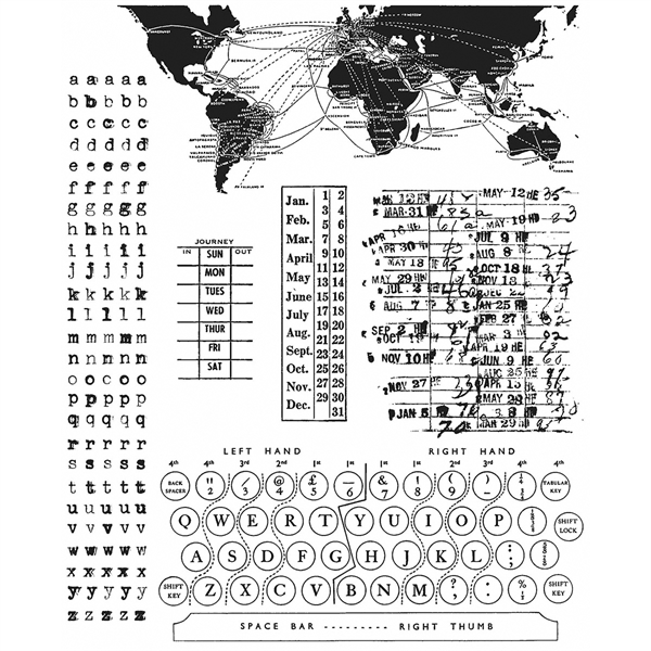 Tim Holtz Cling Rubber Stamp Set - Documented