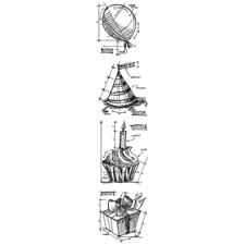 Tim Holtz Cling Rubber Stamp MINI Set - Blueprints / Birthday MINI