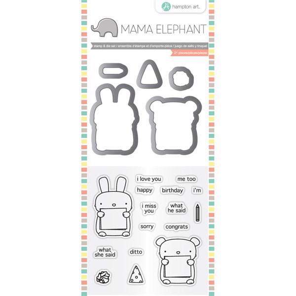 Mama Elephant / Hampton Art Clear Stamp & Die Set - Dos Amigos (mini)