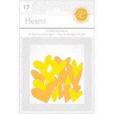 Studio Calico Essentials - Chipboard Hearts / Yellow & Orange