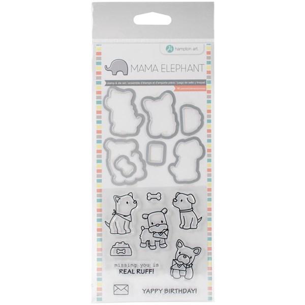 Mama Elephant / Hampton Art Clear Stamp & Die Set - Puppy Play (mini)