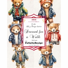 Felicita Design Card Toppers (9x9 cm) - Dressed for a Walk (bamse)