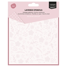 Vaessen Creative Stencil 15x15 cm - Layered Set / Flowers & Stars