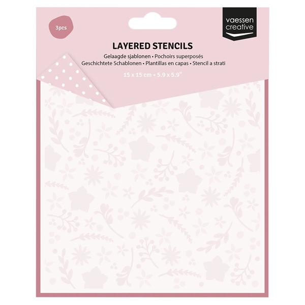 Vaessen Creative Stencil 15x15 cm - Layered Set / Flowers & Stars