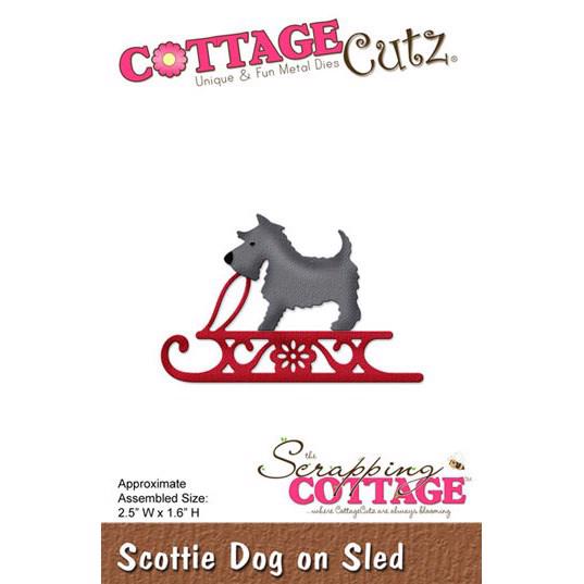 Cottage Cutz  Die - Scottie Dog on Sled