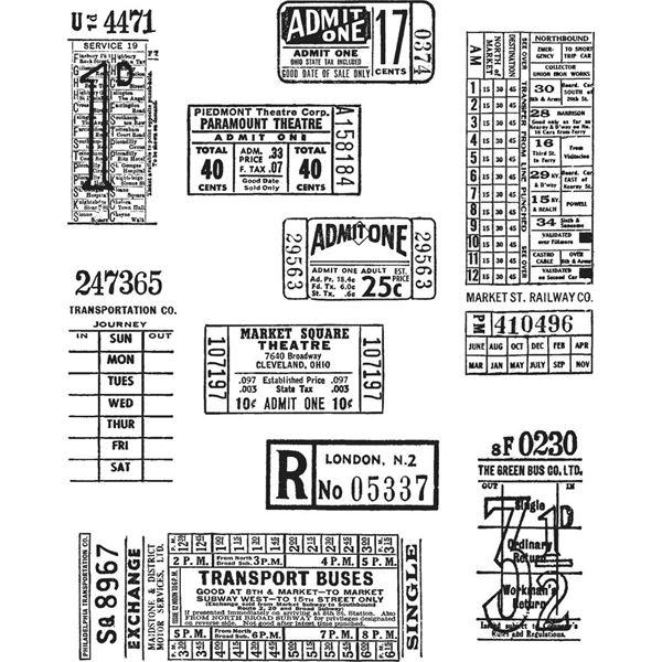 Tim Holtz Cling Rubber Stamp Set - Ticket Booth