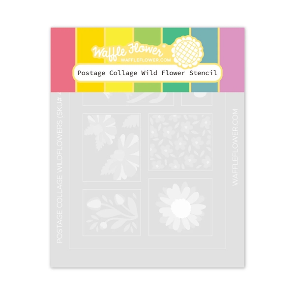 Waffle Flower Stencil Set - Postage Collage / Wild Flower Stencil