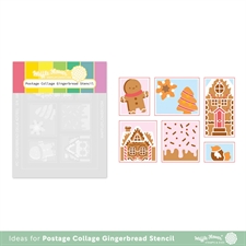 Waffle Flower Stencil Set - Postage Collage / Gingerbread Stencil