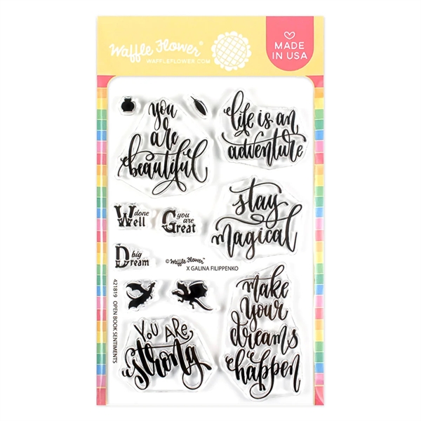 Waffle Flower Clear Stamp - Open Book Sentiments