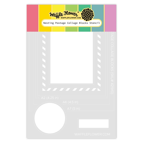 Waffle Flower Stencil - NESTING Postage Collage Blocks