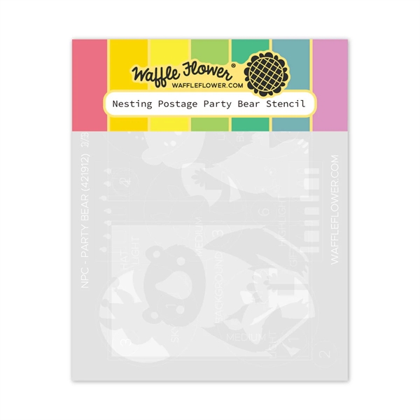 Waffle Flower Stencil Set - NESTING Postage Collage / Party Bear