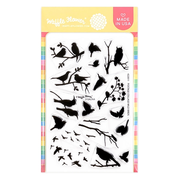 Waffle Flower Clear Stamp - Postage Collage Wild Birds
