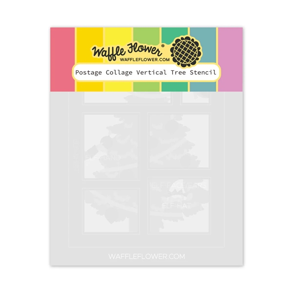 Waffle Flower Stencil Set - Postage Collage / Vertical Tree