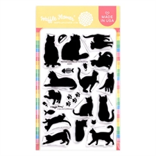 Waffle Flower Clear Stamp - Postage Collage Cat Silhouettes