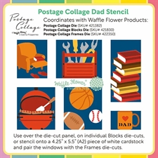 Waffle Flower Stencil Set - Postage Collage / Dad