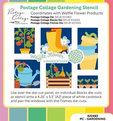 Waffle Flower Stencil Set - Postage Collage / Gardening