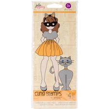 Prima Mixed Media Doll Stamp Cling Stamps - CatGirl