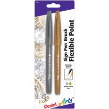 Pentel Art Sign Pen - Gold & Silver