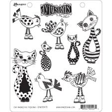 Cling Rubber Stamp Set - Dylusions / Cat Among Pigeons 