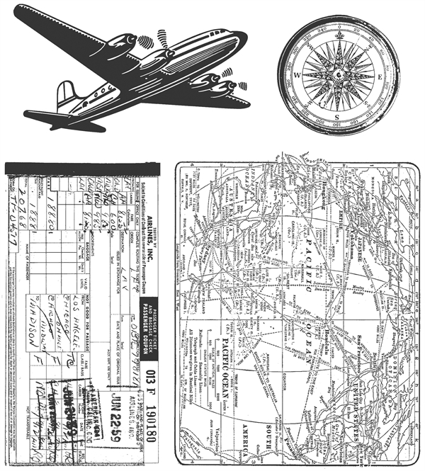 Tim Holtz Cling Rubber Stamp Set - Air Travel