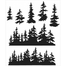 Tim Holtz Cling Rubber Stamp Set - Tree Line