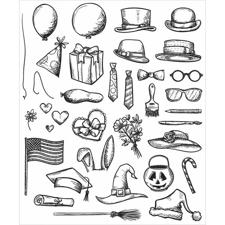 Tim Holtz Cling Rubber Stamp Set -  Crazy Things