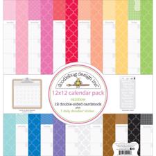 Doodlebug Design Paper PACK 12x12" - Daily Doodles Rainbow Calendar