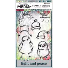 Dina Wakley Clear Stamp & Stencil Set - Scribbly Birds Christmas
