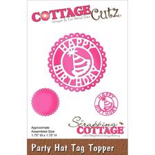 Cottage Cutz  Die - Happy Birthday Circle Tag Topper (Party Hat)
