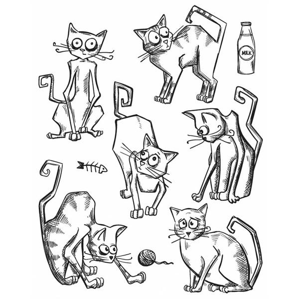 Tim Holtz Cling Rubber Stamp Set - Crazy CATS