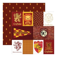 Paper House Scrapbook Paper 12x12" - Foiled Paper / Harry Potter Gryffindor House Tag