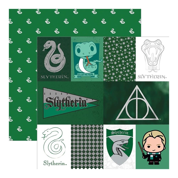 Paper House Scrapbook Paper 12x12" - Foiled Paper / Harry Potter Slytherin