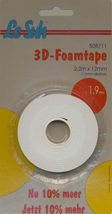 LeSuh Foam Tape 3D i Rulle - 1,9 mm (2,2 meter)
