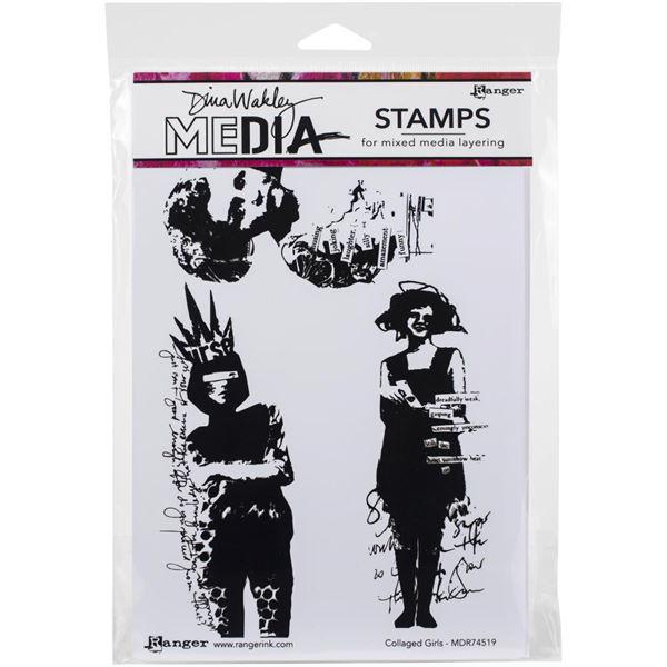 Dina Wakley Cling Rubber Stamp Set - Collaged Girls