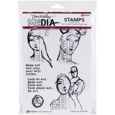 Dina Wakley Cling Rubber Stamp Set - Ledger Girls