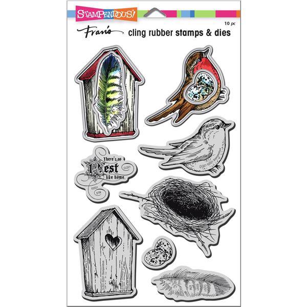 Stampendous Cling Stamp & Die Set - Bird Collage