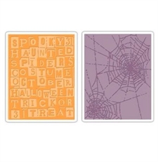 Sizzix Texture Embossing Folders - Tim Holtz / Halloween Words & Cobwebs
