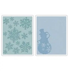 Sizzix Texture Embossing Folders - Tim Holtz / Snow Flurries & Snowman