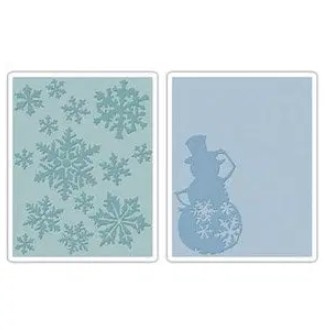 Sizzix Texture Embossing Folders - Tim Holtz / Snow Flurries & Snowman
